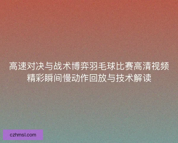 高速对决与战术博弈羽毛球比赛高清视频精彩瞬间慢动作回放与技术解读