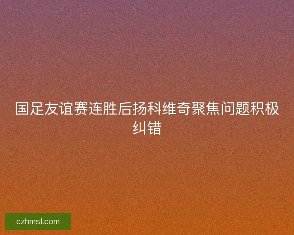 国足友谊赛连胜后扬科维奇聚焦问题积极纠错