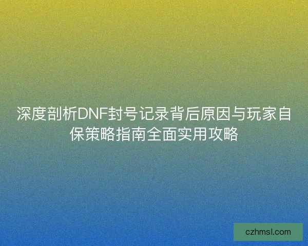 深度剖析DNF封号记录背后原因与玩家自保策略指南全面实用攻略