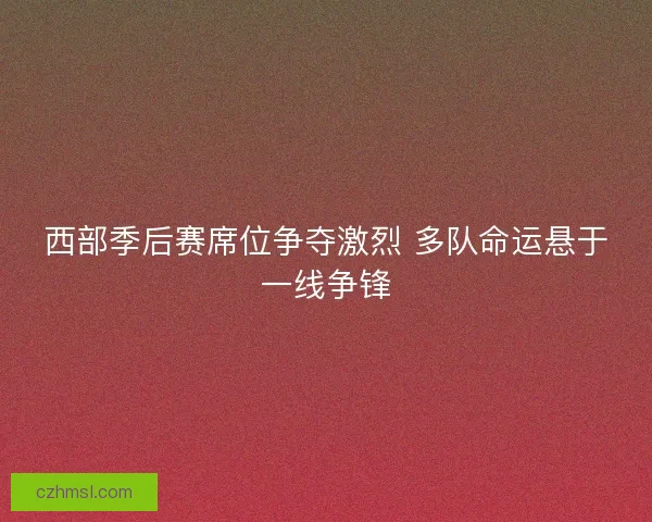 西部季后赛席位争夺激烈 多队命运悬于一线争锋