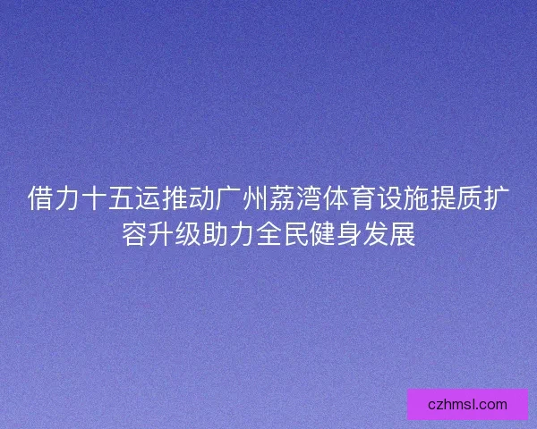 借力十五运推动广州荔湾体育设施提质扩容升级助力全民健身发展